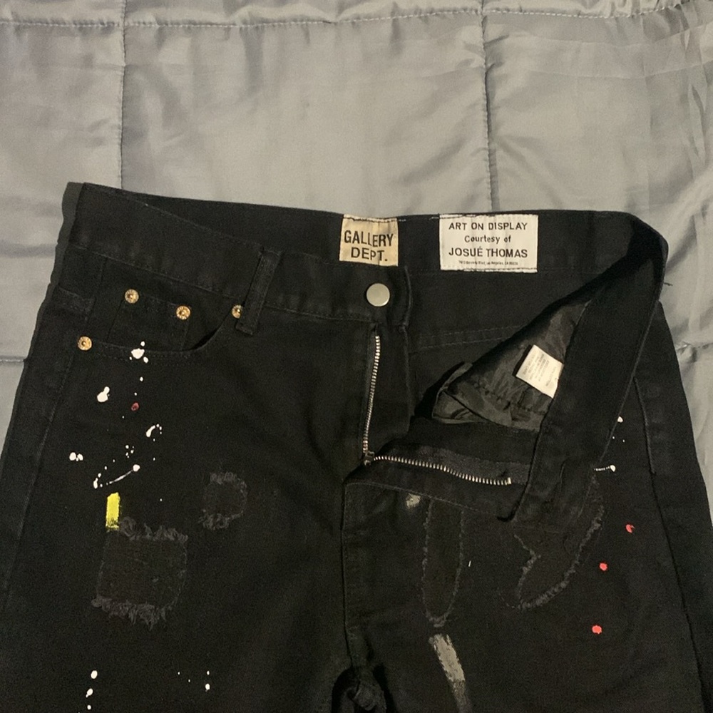 Gallery Dept Black Flared Paint Splatter Ripped Jeans Men’s 32 - Picture 2 of 4